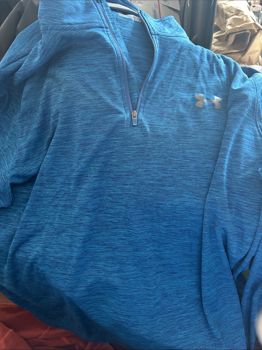 Under Armour Blue Heathered Quarter-Zip Pullover XXL